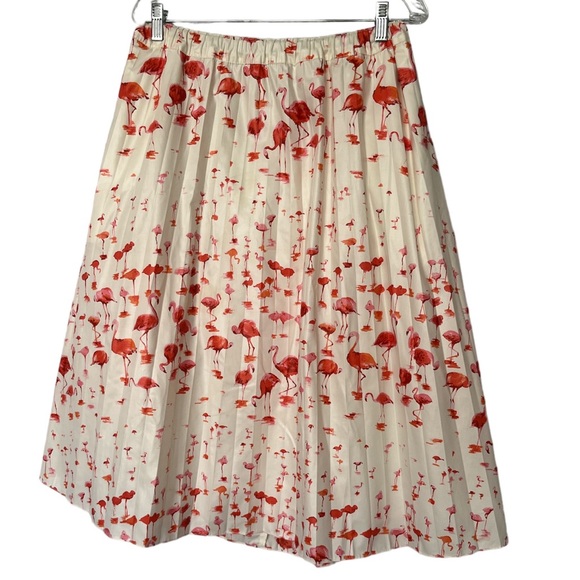 J Crew Pleated Midi Skirt in Flamingo Print size 14 - Picture 2 of 8